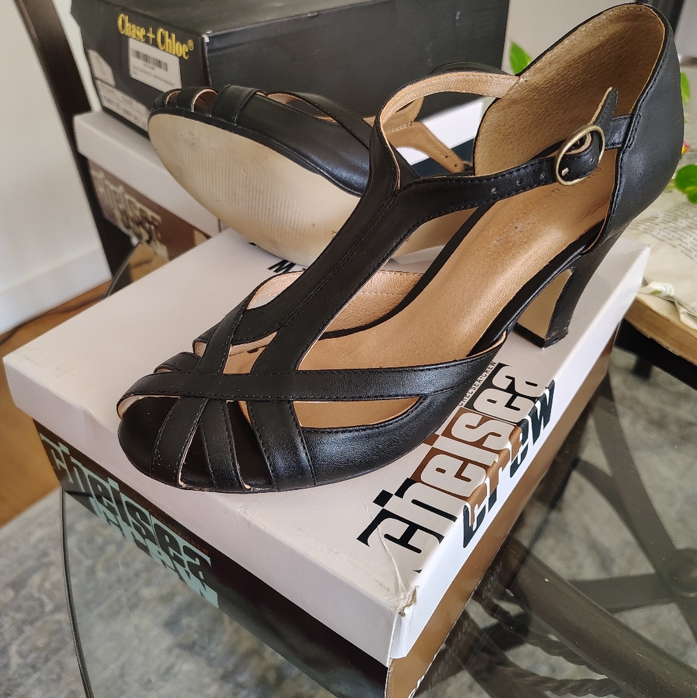 Chelsea Crew Black Strappy Heels